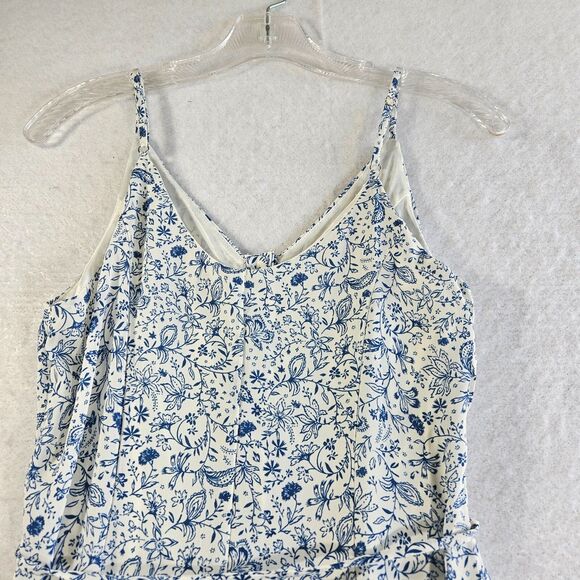 Sienna Sky Dress Womens S Button Front Floral Print Summer White Blue Strappy - Picture 14 of 16